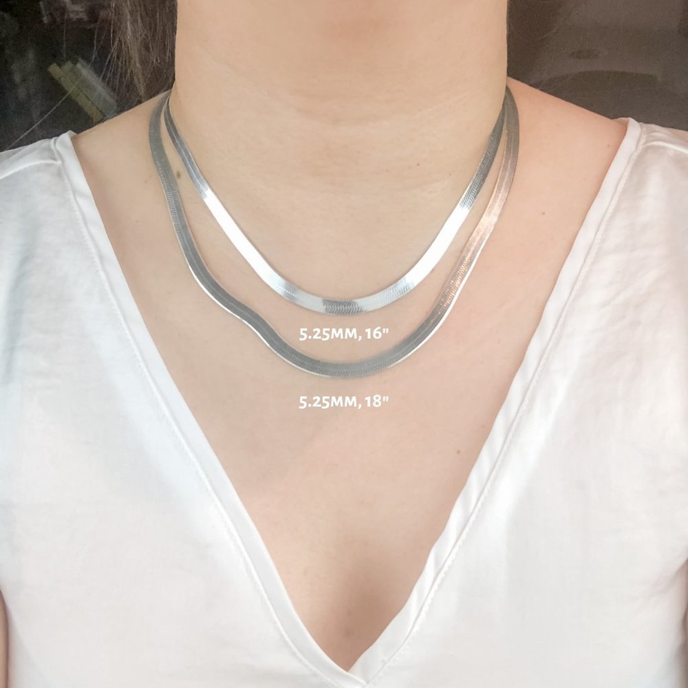 925 Herringbone Silver Chain Herringbone Silver Chain Necklace Herringbone Chain - Picture 3 of 7